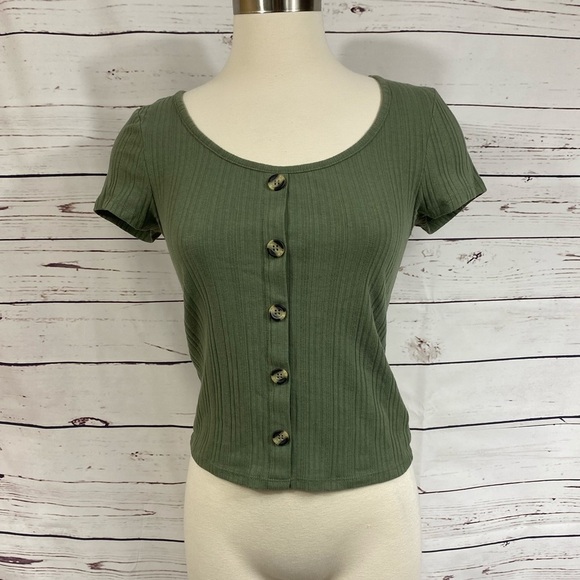 Mudd Olive Ribbed Top - Picture 1 of 9